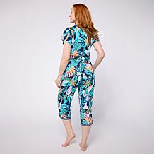 "As Is" Comfort Code Soft & Light V-Neck and Capri Pant PJ Set - Pe...