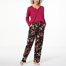 "As Is" Comfort Code Soft Ribbed Knit Contrast Stitch PJ Set