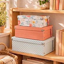 "As Is" Craft Buddy Antique Floral Stacking Storage Boxes 3-piece Set