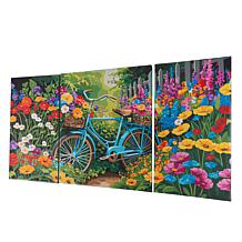 "As Is" Craft Buddy Crystal Art Bicycle Garden Canvas Triptych