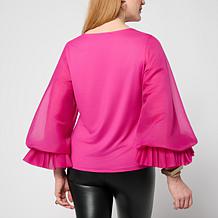 "As Is" CS Knit Top Mixed Media Sleeve