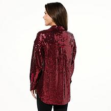 "As Is" Curations x Debbie Denmon Button-Down Sequin Shirt