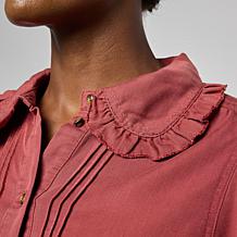 "As Is" Democracy Ruffled Edge Pintuck Blouse