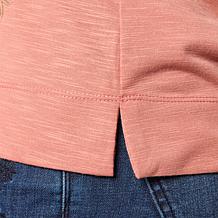 "As Is" Democracy Screen-Printed Fog Foil Elbow Sleeve Knit Top