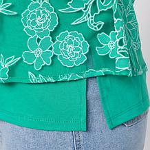 "As Is" DG2 by Diane Gilman Burnout Lace Everyday Jersey Easy Top