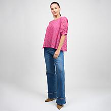 "As Is" DG2 by
Diane Gilman Corded Lace Puff Sleeve Easy Top