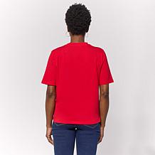 "As Is" DG2 by Diane Gilman Cotton Jersey Embellished Crew-Neck Top