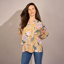 "As Is" DG2 by Diane Gilman Crepe De Chine Lantern Sleeve Easy Top
