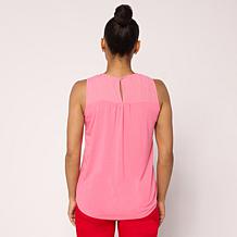 "As Is" DG2 by Diane Gilman Crinkle Dobby Embroidered Tank