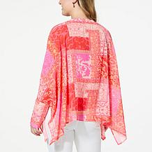 "As Is" DG2 by Diane Gilman Crinkled Chiffon Button-Up Easy Poncho ...