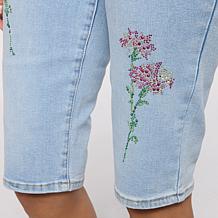 "As Is" DG2 by Diane Gilman Crystal Embellished Pull-On Bermuda