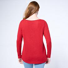 "As Is" DG2 by Diane Gilman Embellished Boat-Neck Long-Sleeve Top