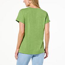 "As Is" DG2 by Diane Gilman Embellished Cuffed Muscle Tee