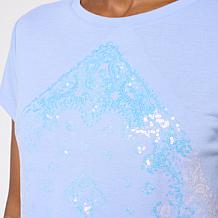 "As Is" DG2 by Diane Gilman Everyday Jersey Cap-Sleeve Top