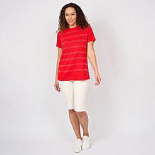 "As Is" DG2 by Diane Gilman Everyday Jersey Crewneck Embellished Tee