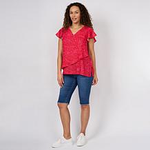 "As Is" DG2 by Diane Gilman Everyday Jersey Flutter Sleeve Asymmetr...
