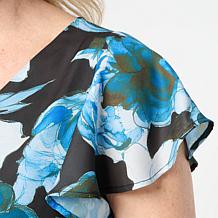 "As Is" DG2 by Diane Gilman Everyday Jersey Flutter Sleeve Asymmetr...