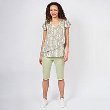 "As Is" DG2 by Diane Gilman Everyday Jersey Flutter Sleeve Asymmetr...