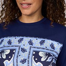 "As Is" DG2 by Diane Gilman Everyday Jersey Knit Scarf Print Top