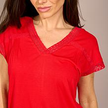 "As Is" DG2 by Diane Gilman Everyday Jersey Lace Trimmed Knit Top