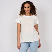 "As Is" DG2 by Diane Gilman Everyday Jersey Paillette Yoke Knit Top