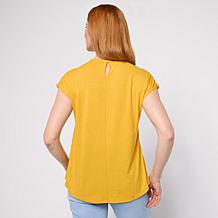 "As Is" DG2 by Diane Gilman Everyday Jersey Scallop Eyelet Yoke Top