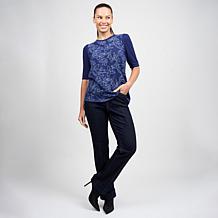 "As Is" DG2 by Diane Gilman Floral Embroidered Puff-Sleeve Top