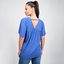 "As Is" DG2 by
Diane Gilman Flutter-Sleeve V-neck Top