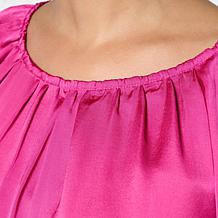 "As Is" DG2 by Diane Gilman Hammered Satin Bubble Sleeve Top