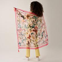 "As Is" DG2 by Diane Gilman Heart-Printed Chiffon Scarf