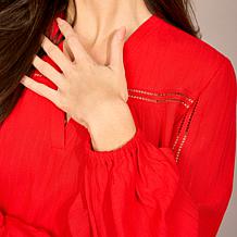 "As Is" DG2 by Diane Gilman Jacquard Lantern Sleeve Blouse