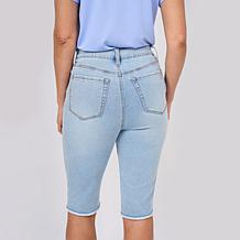 "As Is" DG2 by Diane Gilman Legacy Stretch Denim Fray Hem Bermuda S...