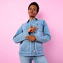 "As Is" DG2 by Diane Gilman Lux Touch Denim Patch Pocket Utility Ja...