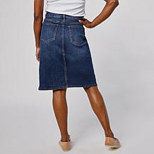 "As Is" DG2 by Diane Gilman Lux Touch Denim Pull-On Buttoned A-Line...