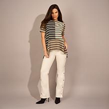 "As Is" DG2 by Diane Gilman Multi-Stripe Rib Knit Tunic