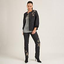 "As Is" DG2 by Diane Gilman NC Strtch Dnim Straight-Leg Embroidrd Jean