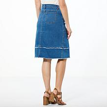 "As Is" DG2 by Diane Gilman New Classic Embellished Denim Skirt