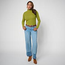 "As Is" DG2 by Diane Gilman New Classic Stretch 2-Tone Wide Leg Jean