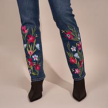 "As Is" DG2 by Diane Gilman New Classic Stretch Denim 3D Embellishe...