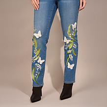 "As Is" DG2 by Diane Gilman New Classic Stretch Denim 3D Embellishe...