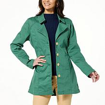 "As Is" DG2 by Diane Gilman New Classic Stretch Denim City Trench Coat