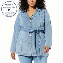 "As Is" DG2 by Diane Gilman New Classic Stretch Denim City Trench Coat