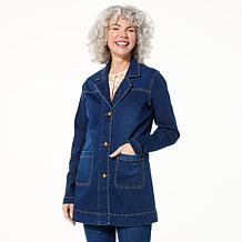 "As Is" DG2 by Diane Gilman New Classic Stretch Denim City Coat