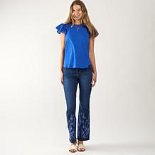 "As Is" DG2 by Diane Gilman New Classic Stretch Denim Embroidered B...