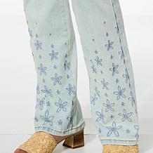 "As Is" DG2 by Diane Gilman New Classic Stretch Denim Embroidered B...