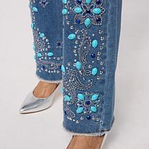 "As Is" DG2 by Diane Gilman New Classic Stretch Denim Embellished B...