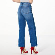 "As Is" DG2 by Diane Gilman New Classic Stretch Denim Frayed Wide-L...