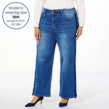 "As Is" DG2 by Diane Gilman New Classic Stretch Denim Frayed Wide-L...