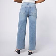 "As Is" DG2 by Diane Gilman New Classic Stretch Denim Patch Wide-Le...
