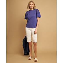 "As Is" DG2 by Diane Gilman New Classic Stretch Denim Pull-On Bermu...